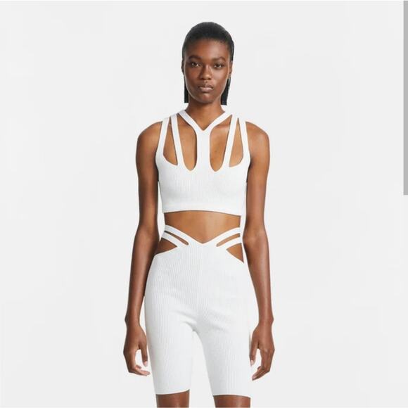 Dion Lee Ivory Lustrate Fork ribbed cream Crop top Size 6 - Picture 1 of 6